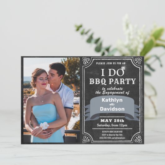 I DO 4フォト婚約シックBBQパーティの招待状 シーズンカード (スタンド正面)