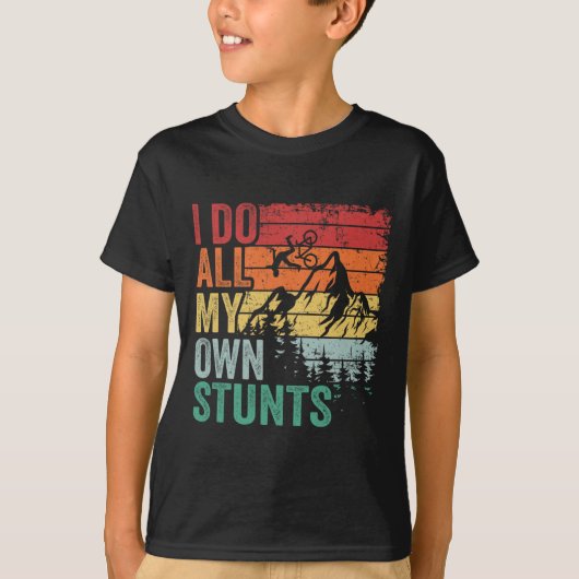 I Do All My Own Stunts Retro Funny Downhill Mounta Tシャツ (正面)