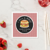 I Do and BBQ Red Gingham Hamburger カジュアル's 結婚 スタンダードカクテルナプキン (インサイチュ)