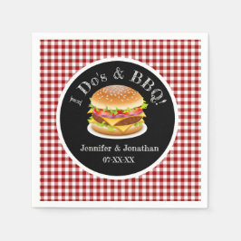 I Do and BBQ Red Gingham Hamburger カジュアル's 結婚 スタンダードカクテルナプキン