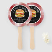I Do and BBQ Red Gingham Hamburger カジュアル's 結婚 ハンドファン (正面&裏面)