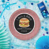 I Do and BBQ Red Gingham Hamburger カジュアル's 結婚 ペーパープレート (パーティー)
