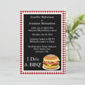 I Do and BBQ Red Gingham Hamburger カジュアル's 結婚 招待状 (スタンド正面)