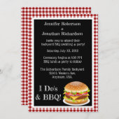 I Do and BBQ Red Gingham Hamburger カジュアル's 結婚 招待状 (正面/裏面)