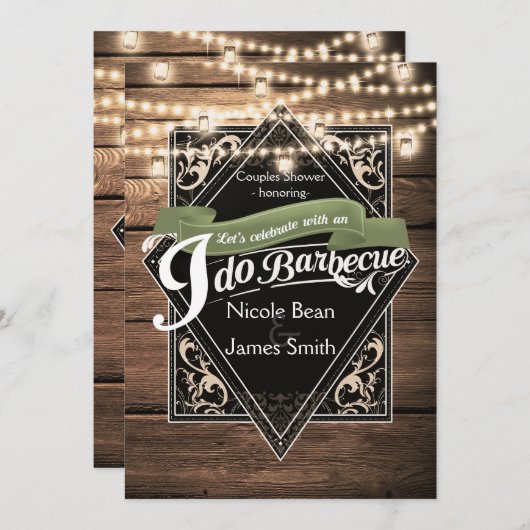 I DO BARBECUE BBQウッド&ラ素朴イツ婚約 招待状 (正面/裏面)