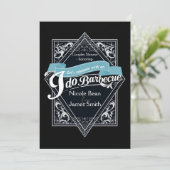 I DO BARBECUE BBQブラック&エレガントホワイト婚約 招待状 (スタンド正面)