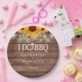 I Do BBQひまわりウッド素朴婚約パーティ ペーパープレート (パーティー)