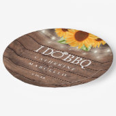 I Do BBQひまわりウッド素朴婚約パーティ ペーパープレート (アングル)