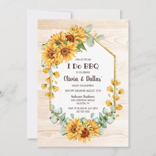 I Do BBQひまわりフローラ婚約パーティ写真 招待状 (正面)