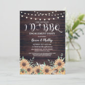 I DO BBQひまわり婚約パーティウッド招待状 招待状 (スタンド正面)