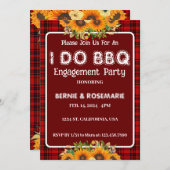 I DO BBQひまわり市松模様にの婚約パーティ 招待状 (正面/裏面)
