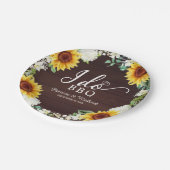 I Do BBQひまわり素朴婚約パーティ紙 ペーパープレート (アングル)
