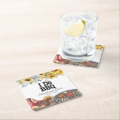 I Do BBQひまわり素朴婚約パーティ スクエアペーパーコースター (インサイチュ)