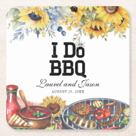 I Do BBQひまわり素朴婚約パーティ スクエアペーパーコースター