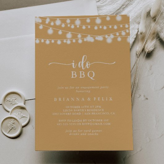 I Do BBQイエローライト婚約パーティ 招待状