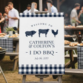 I Do BBQウェルカムサインヴィンテージブルーギンガム ポスター