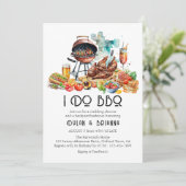 I DO BBQウォーターカラーバックヤードBBQウェディングシャワー 招待状 (スタンド正面)