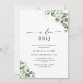 I Do BBQウォーターカラーユーカリ婚約パーティ 招待状 (正面)