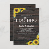 I Do BBQウッドサンフラワーブライダルシャワー 招待状 (正面/裏面)