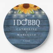 I Do BBQウッド素朴ひまわり婚約パーティ ペーパープレート (正面)