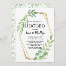 I Do BBQエンゲージメントパーティー ゴールドフレーム リーフ