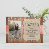 I Do BBQエンゲージメントパーティー フォト 赤 チェック 招待状 (スタンド正面)