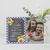 I DO BBQカップルシャワーひまわり青い写真 招待状 (スタンド正面)