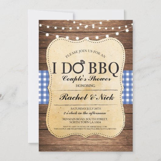 I DO BBQカップルシャワーウッドライト招待状 招待状 (正面)