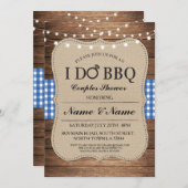 I DO BBQカップルシャワーブルー素朴招待状 招待状 (正面/裏面)