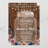 I DO BBQカップルシャワーライトウッドフローラ招待状 招待状 (正面/裏面)