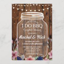 I DO BBQカップルシャワーライトウッドフローラ招待状