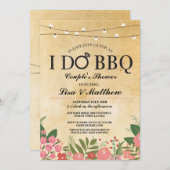 I DO BBQカップルシャワーライトコーラルフローラ招待状 招待状 (正面/裏面)