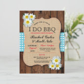 I DO BBQカップルズシャワーウッドデイジーフラワー招待状 招待状 (スタンド正面)