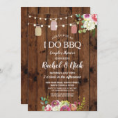 I DO BBQカップルShower Jars Lightsウッドフローラ 招待状 (正面/裏面)