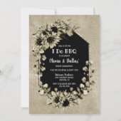 I Do BBQカントリーサンフラワーフローラ婚約パーティ 招待状 (正面)