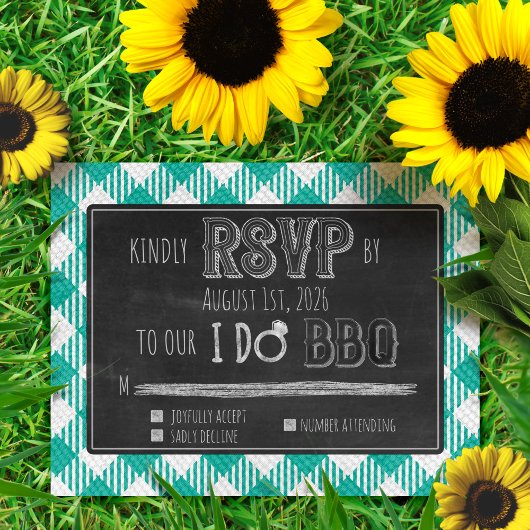 I Do BBQターコイズ屋外春の結婚式RSVP エンクロージャーカード