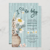I Do Bbqデイジー&コースタルウッドブライダルシャワー 招待状 (正面/裏面)