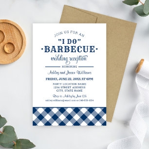 I Do BBQネイビーブルーウェディングレセプション 招待状