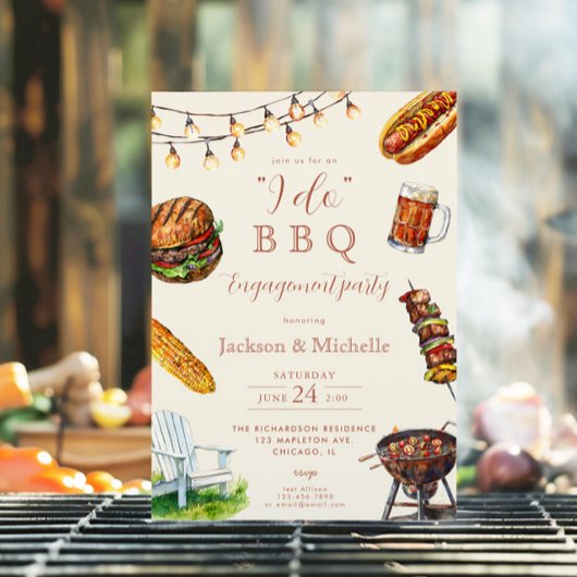 I DO BBQバーベキュー婚約パーティ 招待状