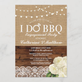 I DO BBQバーラップウッドレースライトチョークバラ招待状 招待状