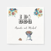 I Do BBQフローラ婚約パーティカップルシャワー スタンダードカクテルナプキン (正面)