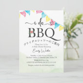 I Do BBQブライダルシャワーガーデンフラッグかわいい水色 招待状 (スタンド正面)