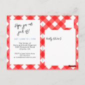I Do BBQブライダルシャワーレッドプレイドパーティの招待状 ポストカード (裏面)