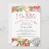 I Do BBQブライダルシャワー器食品レッドジンガム 招待状 (正面)