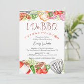 I Do BBQブライダルシャワー器食品レッドジンガム 招待状 (スタンド正面)