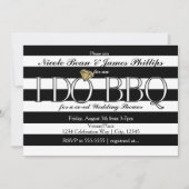 I DO BBQブラック&ホワイトストライプウェディングシャワー 招待状 (正面)