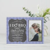 I DO BBQブルー婚約カップルのシャワー写真 招待状 (スタンド正面)