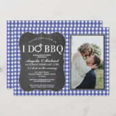 I DO BBQブルー婚約カップルのシャワー写真 招待状 (正面/裏面)