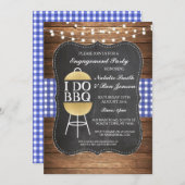 I DO BBQブルー金ゴールドチョークカップルシャワー招待状 招待状 (正面/裏面)