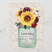 I Do BBQメイソンジャールサンフラワーレース婚約 招待状 (正面/裏面)